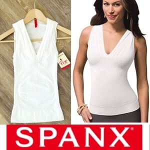 Spanx on top and in Control Sleeveless V-neck White Tank Top Shapewear NWT